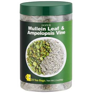 lot 10198 image: Mullein Leaf & Vine Tea, Bitter-Sweet Quenching for Throat to Lungs, Sugar-Free, Caffeine-Free - 3g x 20 Count