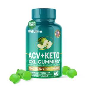 lot 10235 image: WELLUTION XXL Keto ACV Gummies 1,000mg, Sugar-Free (60 Ct) Advanced Weight Loss Support (2 Bottles)