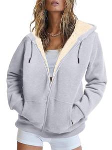 lot 10277 image: BWQ Womens Fleece Hoodies Zip Up Casual Lined hoodies for Winter Grey