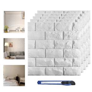 lot 11415 image: 30 Pcs 3D Wall Panels, White Brick Printable 3D Wallpaper Stick and Peel, Self Adhesive Waterproof Foam Faux Brick Paneling for Bedroom, Bathroom, Kitchen, Fireplace (29.06 sq feet Coverage)