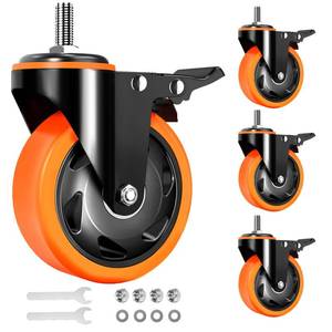 lot 11418 image: Caster Wheels Heavy Duty 5 Inch Stem Caster 2400Lbs, Threaded Stem Casters 38-16 x 1(Stem Diameter 38, Stem Length 1), Safety Locking Caster Set of 4, Industrial Castor Wheels for Cart,Furniture