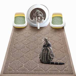 lot 11419 image: WePet Cat Litter Box Mat, Kitty Premium PVC Pad, Durable Trapping Rug, Phthalate Free, Urine-Resistant, Scatter Control, XXL 47 x 36 Inch, Champagne