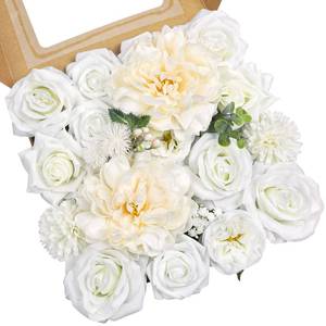 lot 11420 image: AmyHomie White Artificial Flowers Combo Silk Mix Peony Rose Hydrangea Daisy Fake Flowers wStem for DIY Wedding Bouquets Centerpieces Arrangements Table Decor Party Bridal Baby Shower Home Decor