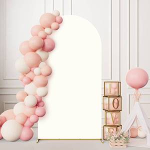 lot 11432 image: Minetom 7.2FT Metal Backdrop Stand with Wedding Arch Cover Spandex for Birthday Party Baby Shower Graduation Ceremony Decoration, White