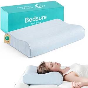 lot 11433 image: Bedsure Cervical Neck Support Pillow for Sleeping, Odorless Memory Foam with Cool-Touch Ice Pillowcases, Ergonomic Contour Orthopedic Pillow for Neck Pain Relief, for Side, Back, Stomach Sleepers