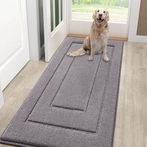 lot 11450 image: Smiry Dog Door Mat for Muddy Paws Indoor Entrance, Absorbs Moisture and Dirt Low-Profile Washable Front Door Mat for Floor Home Entryway (48x30 Inches, Grey)