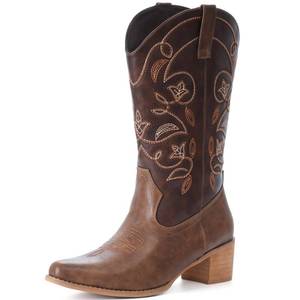 lot 11458 image: IXU Cowboy Boots For Women Wide Calf Pointy Toe Cowgirl Boots Mid Calf Western Boots