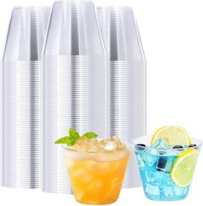 lot 11459 image: BYSNOW 300 Pack 9 oz Clear Disposable Plastic Cups, Clear Plastic Cups Tumblers Cocktail Glasses, Disposable For Holiday, Wedding, Party