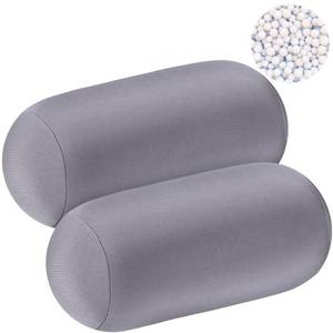 lot 11470 image: Geelin 2 Pcs Microbead Roll Pillow 11.8 x 6.3 Inch Soft Pillow Bolster Cylindrical Pillow Microbead Pillows for Sleeping Home Travel Neck Head Back Support Rest (Grey)