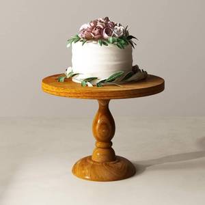 lot 11473 image: JOLLYMER Wood Cake Stand, Rustic Farmhouse Cupcake Stand, Wedding and Birthday Cake Pedestal Stand