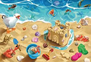 lot 11493 image: Ravensburger Fun at The Beach - 24 Piece Floor Jigsaw Puzzle for Kids  Engaging Coastal Adventure  Promotes Problem Solving Skills  FSC-Certified