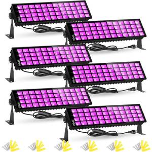lot 11494 image: 6 Pack 120W LED Black Lights, Blacklight Bar Light Up to 5000ft� Area with SwitchPlug6ft Cable, Glow Party Light Supply for Halloween, Fluorescent Poster, Body Paint, Birthday, Bedroom, Classroom