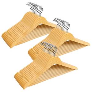 lot 11496 image: Smartor Wooden Hangers 30 Pack, Solid Wood Coat Hanger for Closet, Heavy Duty Wood Hangers for Suits, Shirts, Dresses, with 360° Rose Gold Hook, Non Slip Pant Bar, Natural