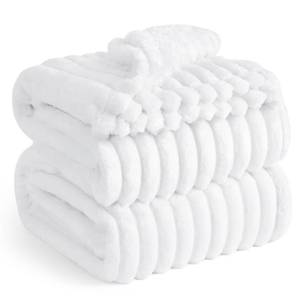 lot 11508 image: Bedsure Queen Blanket for Couch - GentleSoft Cozy Soft Blankets for Women, Cute Small Fleece Throws for Girls, White, 90x90 Inches