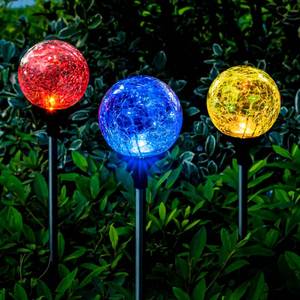 lot 11511 image: SOLPEX Solar Garden Lights Outdoor 3 Pack, Solar Globe Lights Outdoor Waterproof Decorative for Yard, Multi-Color Changing Garden Spheres Large Waterproof, Cracked Glass Ball LED Lights