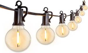lot 12059 image: Outdoor String Lights 25 Feet G40 Globe LED Patio Lights with 13 Edison Plastic Bulbs(1 Spare), Waterproof Connectable Hanging Lights for Backyard Porch Balcony Party Decor, E12 Socket Base, Black