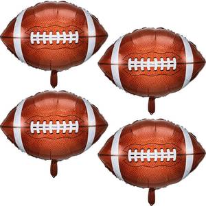 lot 12062 image: Skylety Football Balloons Football Rugby Shaped Aluminum Foil Balloons for Sport Themed Rugby Birthday Party Decor, 26 Inch(4 Pieces)