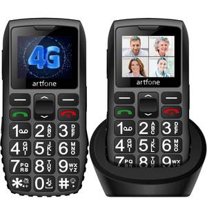 lot 12079 image: artfone C14G Big Button Cell Phone for Seniors��Unlocked Phones with SOS Button��1800mAh Battery��Charging Dock��Easy-to-Use Dumb Phone with Loud Volume��Time Reporting��Speed Dial��USB-C, T-Mobile - Black