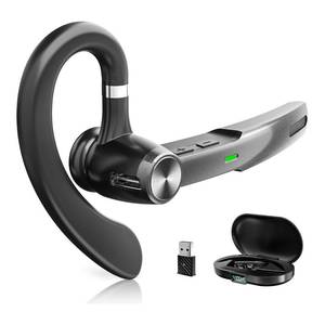 lot 12080 image: Herloreen Wireless Bluetooth Headset with Built-in Mic 400mAh Display Charging Case USB Dongle for PC Computer, Laptop, Cell Phones, Remote Work, Call Center, Trucker Work