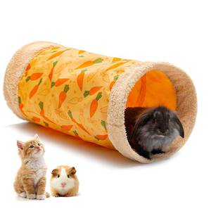 lot 12112 image: ORZECHKO Rabbit Hideout Tunnel - Small Animal Tunnel Tube House Indoor for Bunny Guinea Pig Rat Hamster Ferret Chinchilla - Playing Sleeping Resting Soft Fleece Foldable Nest Habitat