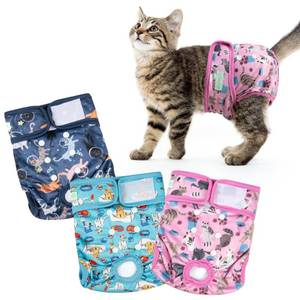 lot 12135 image: Wegreeco Cat Diapers, Cat Diapers for Male Female Spraying Incontinence, Reusable Adjustable Highly Absorbent (3 Pack, Large)