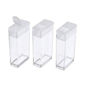 lot 12149 image: FASHEWELRY 100Pcs Plastic Flip Top Seed Bead Small Storage Containers 2x1 Rectangle Transparent Clear Box Package Candy Favor Empty Box Organizers