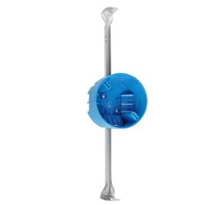 lot 12152 image: XGGYA 1 Gang PVC Round Ceiling Bar Hanger Electrical Box, 4 Dia,for New Installations and Remodels,Round Ceiling Box Outlet,Blue,ETL,Fire Rated for Two Hours(1 Pack)
