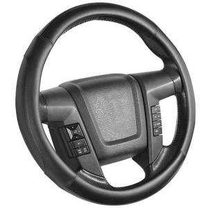 lot 12156 image: SEG Direct Car Steering Wheel Cover Large Size for F150 F250 F350 Ram 4Runner Tacoma Tundra Range Rover with 15 12 inches-16 inches Outer Diameter, Black Microfiber Leather