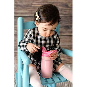 lot 12157 image: Nuby Thirsty Kids 10oz Stainless Steel Flip-it Reflex Portable Drinkware - Pink