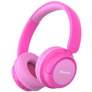 lot 12197 image: iClever BTH22 Kids Bluetooth Headphones, 60H Play Time, USB C Fast Charging, Bluetooth 5.4, AUX Cord,Safe Volume 7485 dBA,Over Ear Kids Headphones Wireless for iPadTabletTravelSchool, Bright Pink