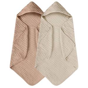 lot 12203 image: Yoofoss Hooded Baby Towels for Newborn 2 Pack 100% Muslin Organic Cotton Baby Bath Towel with Hood for Babies, Infant, Toddler and Kids, Large 32x32Inch, Soft and Absorbent Newborn Essential