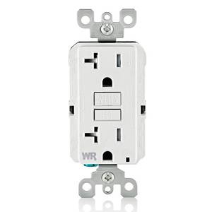 lot 12233 image: Leviton GFWT2-W Self-test SmartlockPro Slim GFCI Weather-Resistant and Tamper-Resistant Receptacle with LED Indicator, 20-Amp, White
