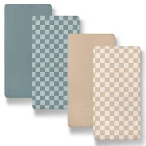 lot 12236 image: The Peanutshell Baby Organic Bassinet Sheets 4-Pack for Boy or Girl - Ultra Soft & Rectangle Unisex Baby Sheet, 100% Jersey Cotton, Fitted Covers for Crib, Halo Bassinet Mattress