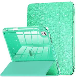 lot 12240 image: INFILAND Compatible with iPad A16 11th Generation 11 Inch 2025 Case, iPad Case 10th Generation 10.9 Inch, Glitter Cover with Sparkly Clear Back, Pencil Holder, for Kids Girls (Seafoam Green)