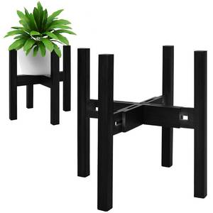 lot 12242 image: Rnined Adjustable Plant Stand Indoor,Bamboo Mid Century Modern Plants Stands, Stable Plant Holder,Fit 8 9 10 11 12 inch Pots (Pot & Plant Not Included)(Black)