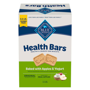 lot 15421 image: Blue Buffalo Health Bars Natural Crunchy Dog Treats Biscuits with Apple & Yogurt Flavor - 56oz