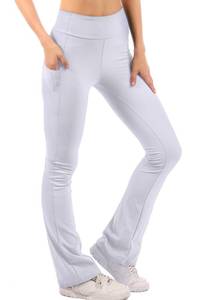 lot 16311 image: Ofenti Flare Yoga Leggings with Pockets High Waist Stretchy Super Soft Workout Yoga Pants YP8007A-31 White X-Small