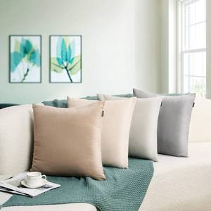 lot 16315 image: WEMEON Velvet Decorative Throw Pillow Covers 16x16inch Set of 4, Couch Pillows Solid Color Soft Decorative Square Neutral Pillow Cover ��Home Neutral Decor for Sofa Bedroom Car Couch(Neutral, 4)
