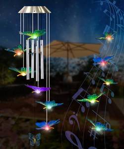 lot 16349 image: Nacome Solar Wind Chimes for Outside Memorial Color Changing Bell for Garden Yard Party Window Decor - Birthday Gifts for Mom Mother Grandma Women (Butterfly)
