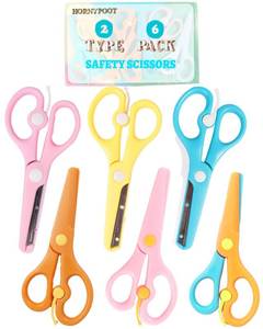 lot 16369 image: 6 Pack Kids Scissors for School, 2 Type Scissors for Kids School Scissors for Kids Age 4-8, Safety Scissors Blunt Tip Scissors for Kids Student Scissors,Scissors for School Teen (Multi-color-6)