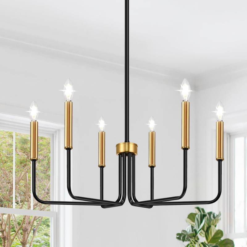 to KC Market House! Black and Gold Chandelier, Modern Farmhouse