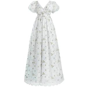 lot 14007 image: FCCAM Regency Dresses for Women V-Neck Empire Waist 1800s Victorian Costume Ball Gown XL