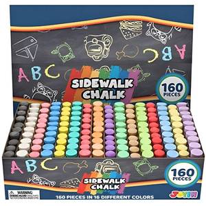 lot 14015 image: 160 PCS Sidewalk Chalks Set Non-Toxic Washable Jumbo Chalk for Outdoor Art Play, Painting on Chalkboard, Blackboard and Playground