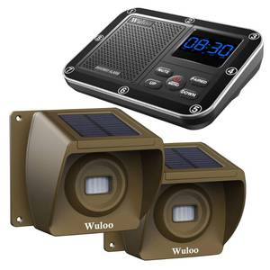 lot 14032 image: Solar Driveway Alarm Wireless Outside 1800ft Range, Outdoor Motion Sensor & Detector Driveway Alert System with Rechargeable BatteryWeatherproofMute Mode(1&2-Brown)
