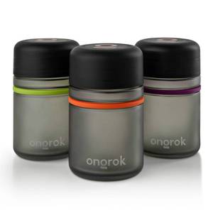 lot 14036 image: ONGROK Glass Storage Jar, 180ml, 3 Pack, UV HerbSpice Jar with Child Resistant Lid, Color-Coded Glass Containers Air Proof to Preserve Smell and Aroma, Perfect Size to Store in a Drawer or Cupboard