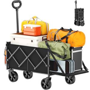 lot 14038 image: Geamen Foldable Wagon with Extended Tailgate Collapsible Large Capacity Folding Wagon - Heavy Duty Utility Carts for Shopping,Garden,Sports,Groceries,Apartment,Camping,Outdoor - Black