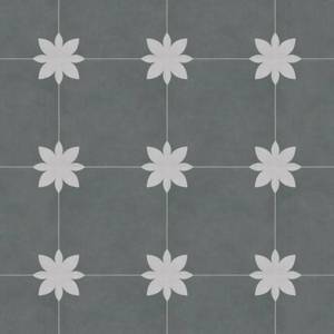 lot 14039 image: Inno Stickers Peel and Stick Floor and Wall Tile for Bathroom Kitchen SPC Vinyl Self Adhesive Flooring, 9x9in Gray Flower Encaustic Patterned Groutless Backsplash, 16 Tiles, 9.12 Sq Ft