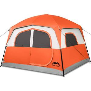 lot 14044 image: Happy Travel Tent 6 Person Tents for Camping, Waterproof Easy Setup Camping Tent with Rainfly, Portable Large Family Cabin Tent with 5 Large Mesh Windows and Carry Bag for Outdoor Camping & Hiking - Retail $138.52
