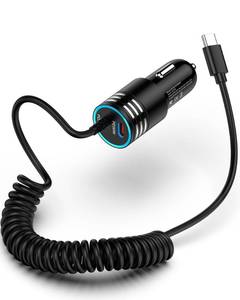 lot 14049 image: iPhone 16e Car Charger USB C, 60W Dual PD Super Fast Charging Car Adapter with Coiled USB-C Cable for Apple 16 Pro Max16 Pro15 Plus15 Pro, iPad miniAirPro 11 13inch, Type C cargador para for Car