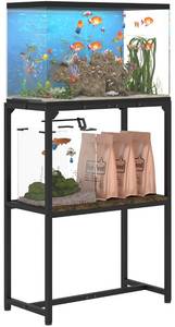 lot 14051 image: Mondazie 20 Gallon Fish Tank Stand, Upgraded Height Aquarium Stand Table with 2 Tiers Storage Shelf, Metal Reptile Breeder Turtle Terrarium Stand Rack for Home Office, 24 L x 12 W x 32.2 H, Black
